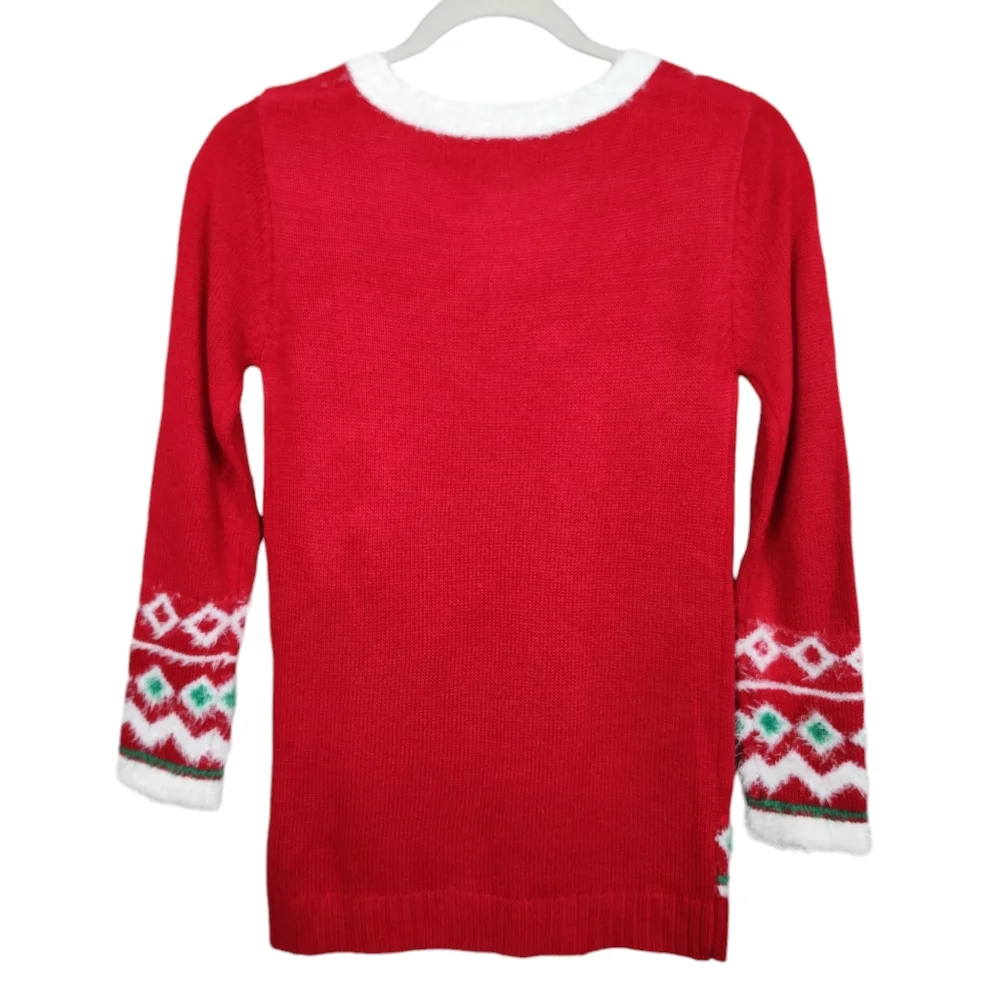 Ugly Christmas Sweater UCS Dress Cute Unicorn Faux Fur Jingle Kids Size Medium
